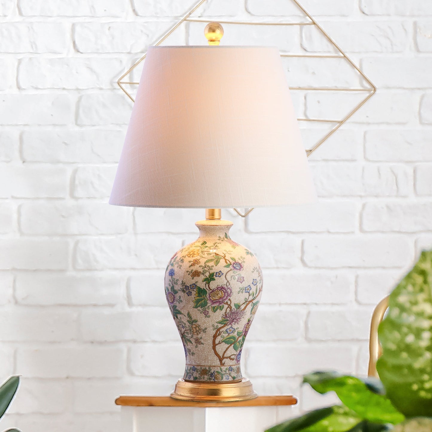 Lampada da tavolo a LED Grace 24 Floral, multicolore/ottone di JONATHAN Y
