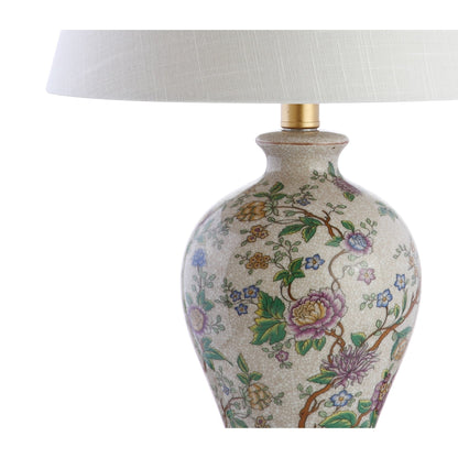 Lampada da tavolo a LED Grace 24 Floral, multicolore/ottone di JONATHAN Y