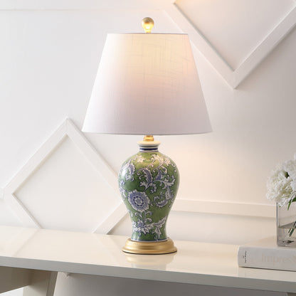 Lampada da tavolo a LED Grace 24 Floral, multicolore/ottone di JONATHAN Y