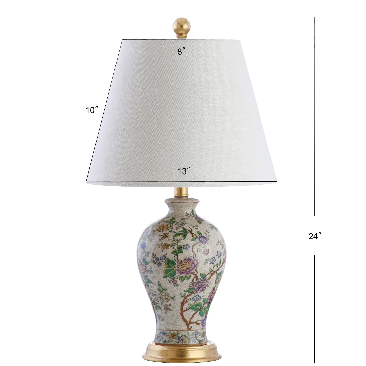 Lampada da tavolo a LED Grace 24 Floral, multicolore/ottone di JONATHAN Y