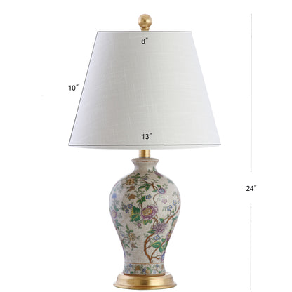 Lampada da tavolo a LED Grace 24 Floral, multicolore/ottone di JONATHAN Y