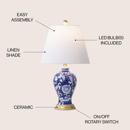 Lampada da tavolo a LED Grace 24 Floral, multicolore/ottone di JONATHAN Y