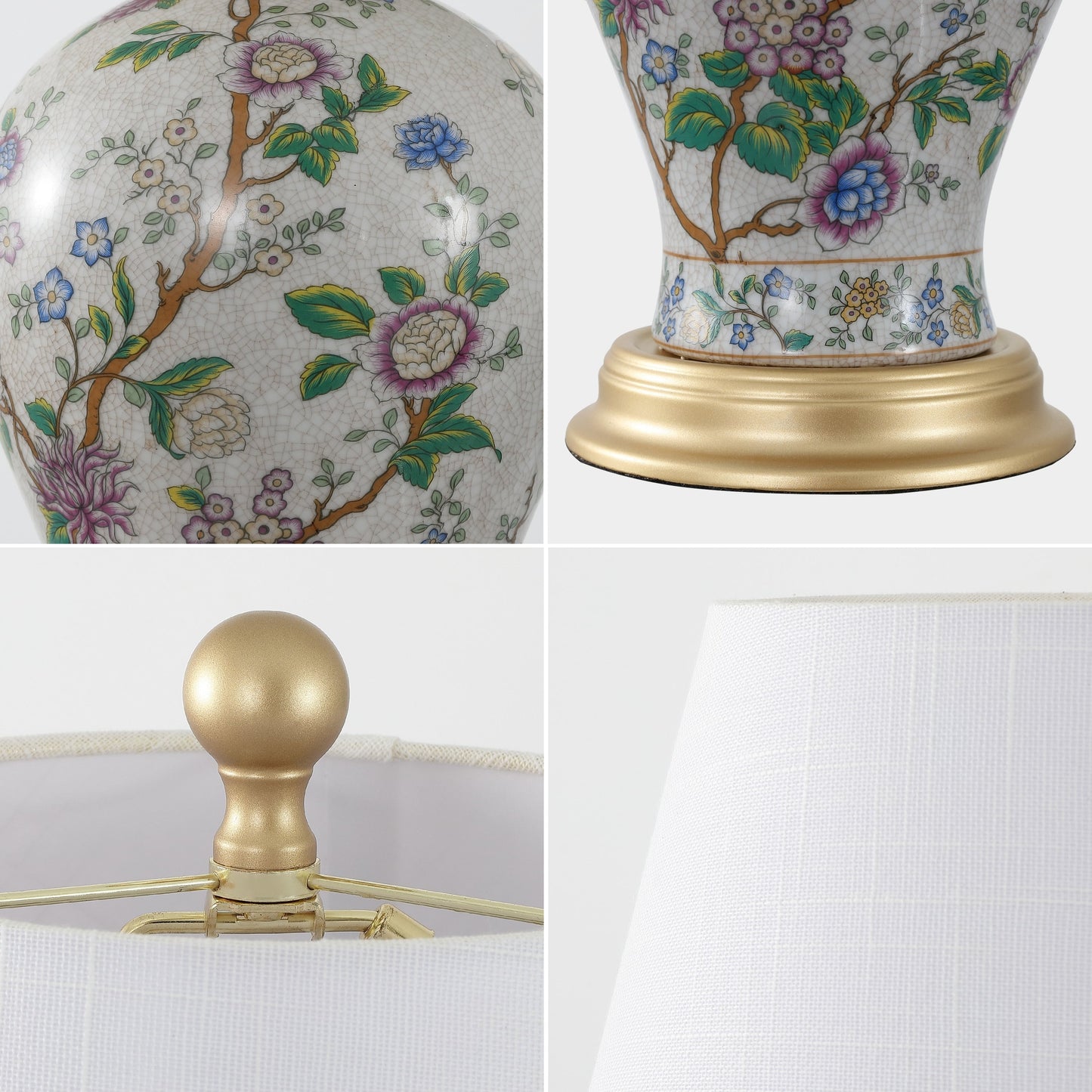 Lampada da tavolo a LED Grace 24 Floral, multicolore/ottone di JONATHAN Y