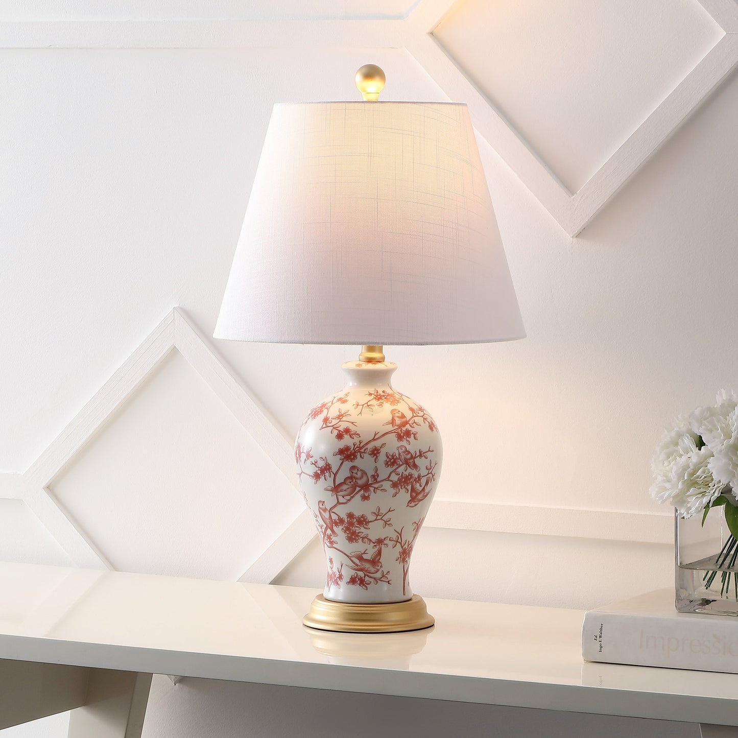 Lampada da tavolo a LED Grace 24 Floral, multicolore/ottone di JONATHAN Y