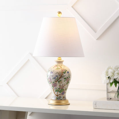 Lampada da tavolo a LED Grace 24 Floral, multicolore/ottone di JONATHAN Y