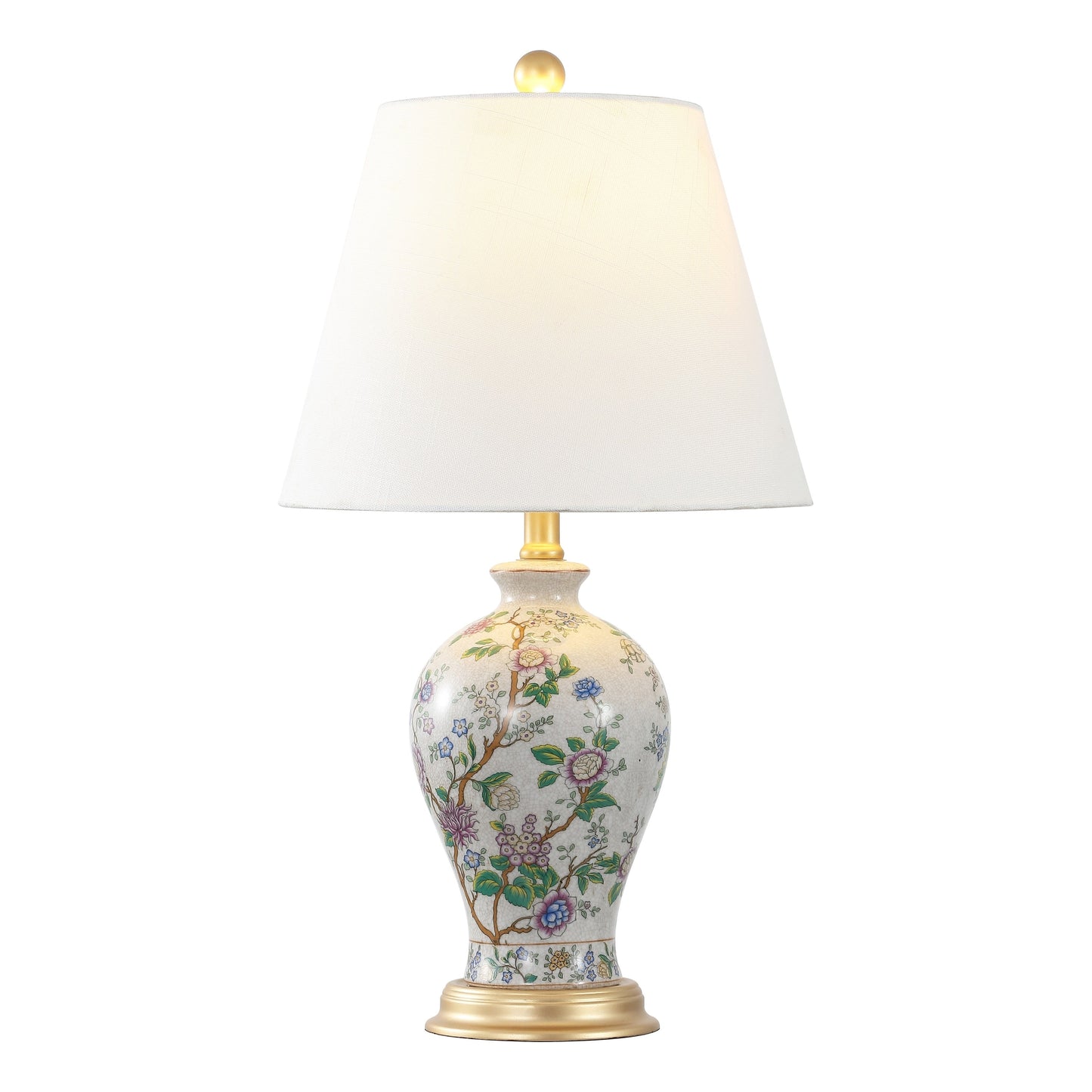 Lampada da tavolo a LED Grace 24 Floral, multicolore/ottone di JONATHAN Y
