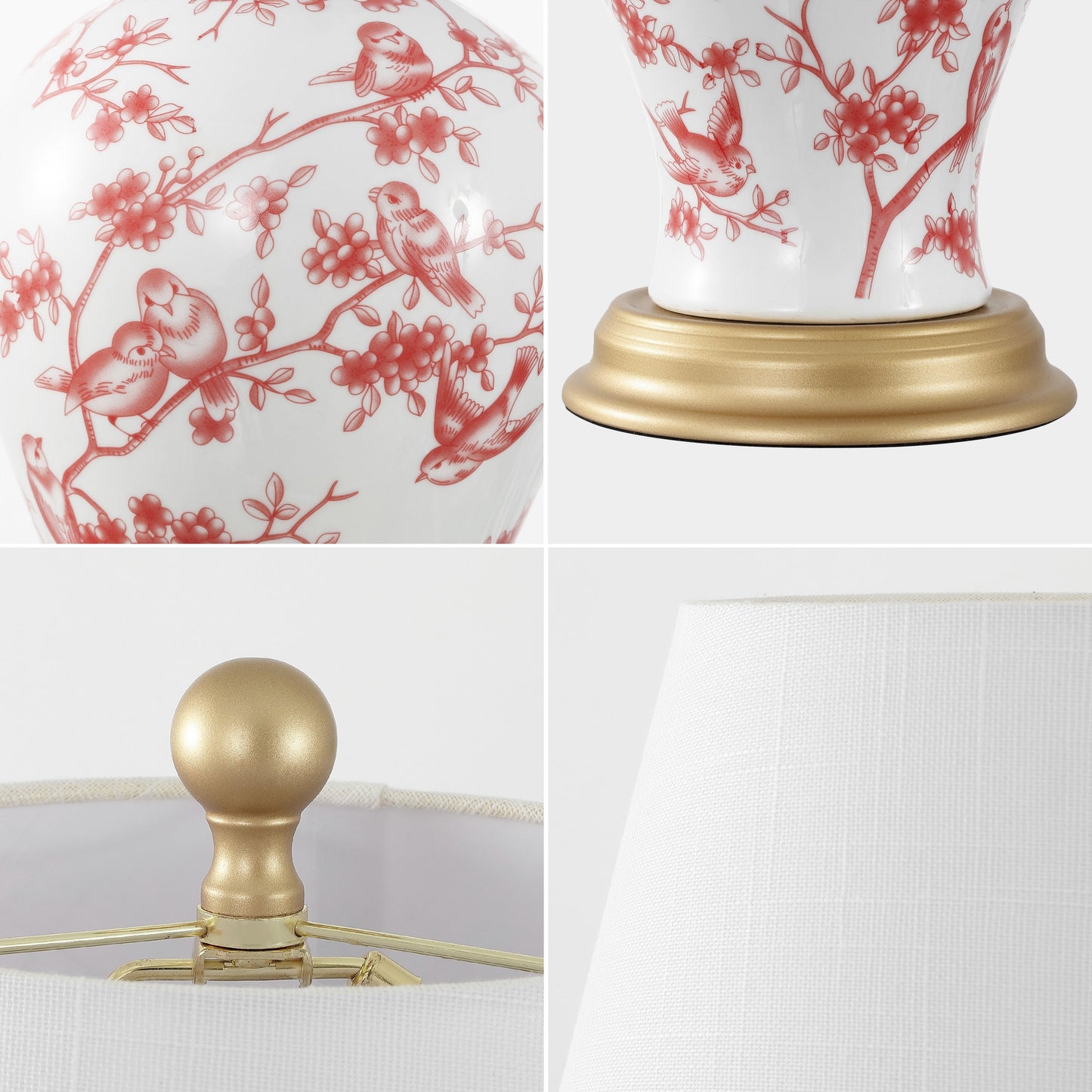 Lampada da tavolo a LED Grace 24 Floral, multicolore/ottone di JONATHAN Y