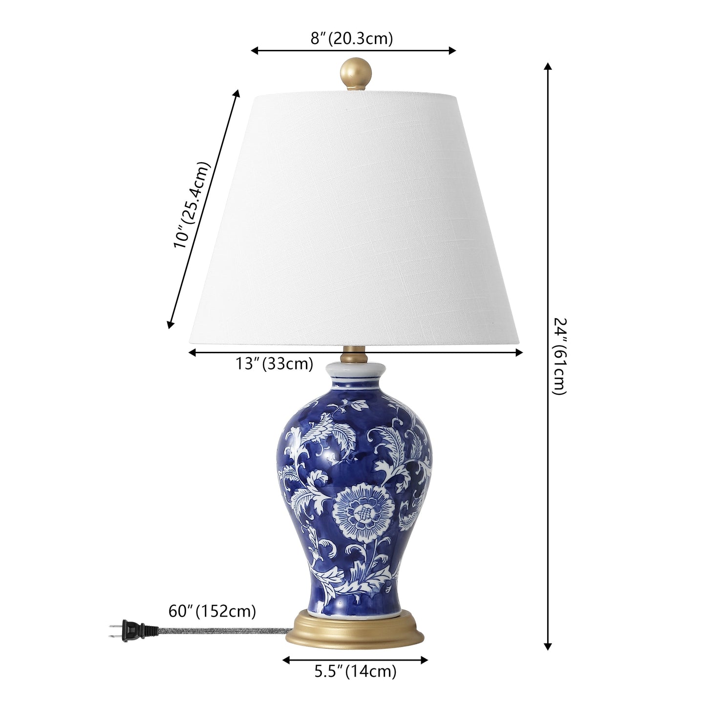 Lampada da tavolo a LED Grace 24 Floral, multicolore/ottone di JONATHAN Y