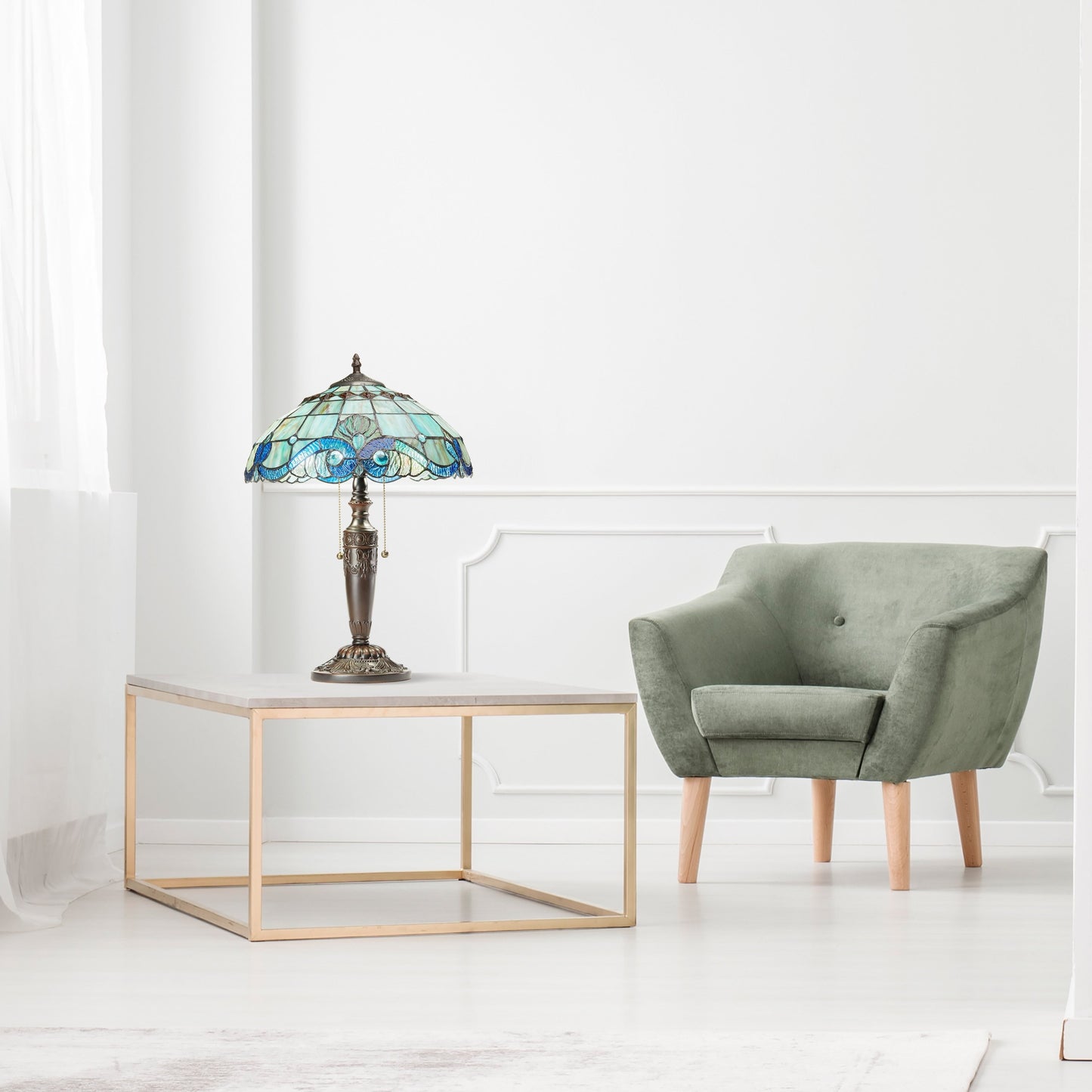 Lampada Tiffany in vetro colorato Gracewood Hollow Asdreni da 20 pollici - 14L x 14W x 20,25H