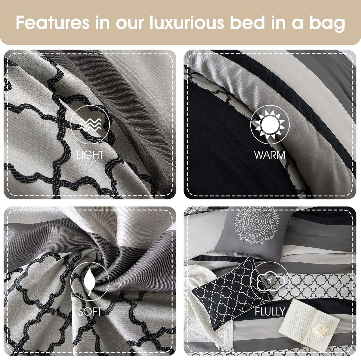 Set di piumoni con stampa marocchina Nanshing Avalon Trellis da 8 pezzi