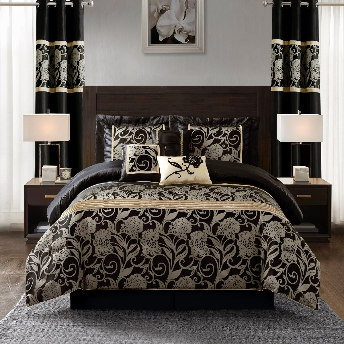 Set copripiumino Nanshing Brie da 9 pezzi in jacquard floreale