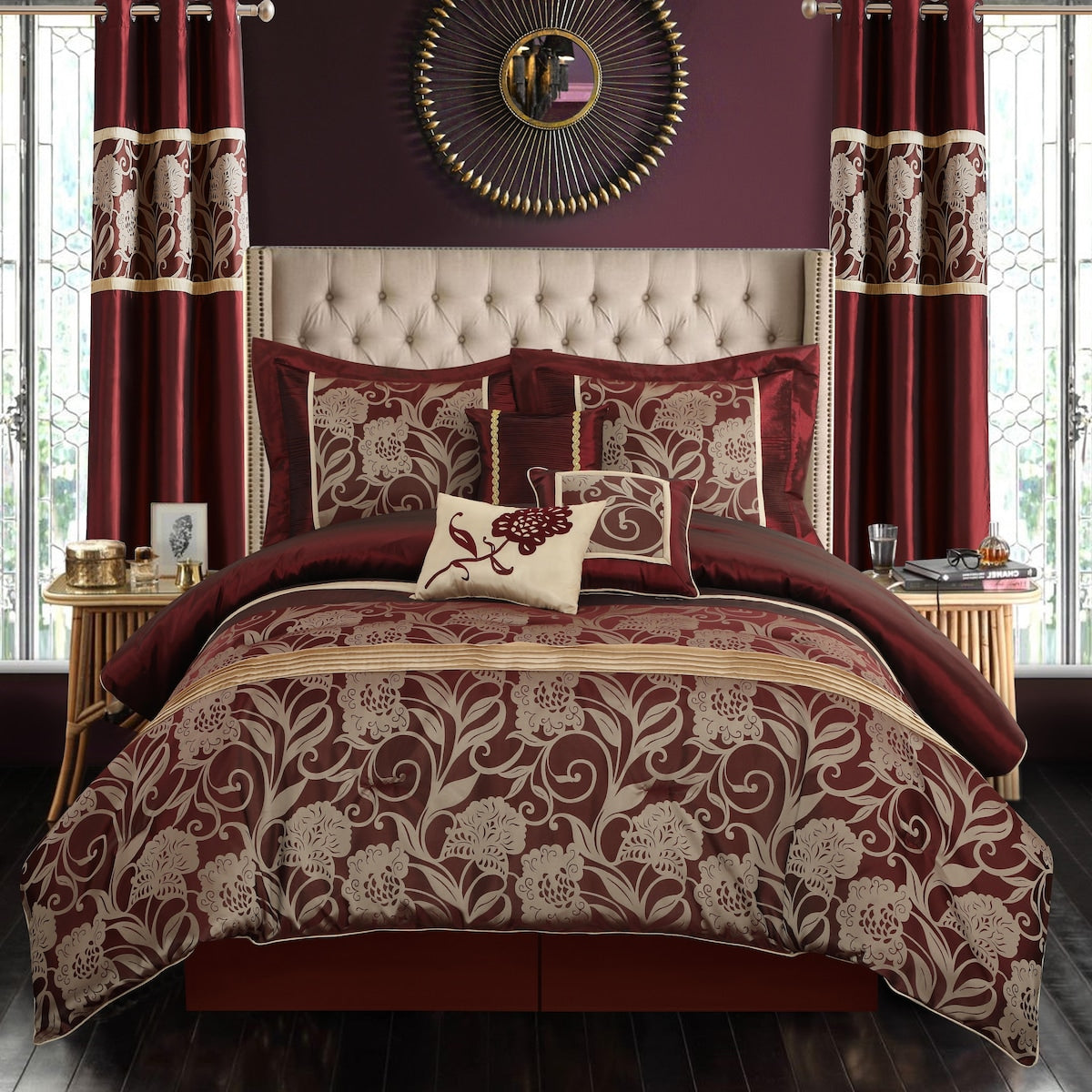 Set copripiumino Nanshing Brie da 9 pezzi in jacquard floreale