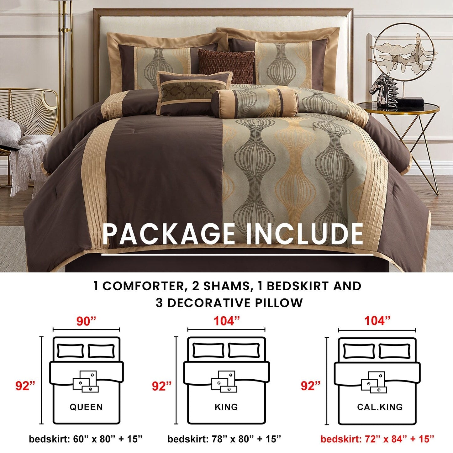 Nanshing Daniella Set copripiumino geometrico moderno da 7 pezzi