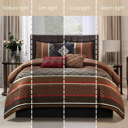 Set copripiumino jacquard geometrico Nanshing Jensen da 7 pezzi