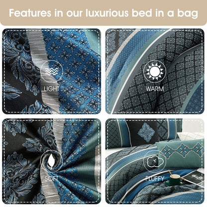 Set copripiumino jacquard geometrico Nanshing Jensen da 7 pezzi