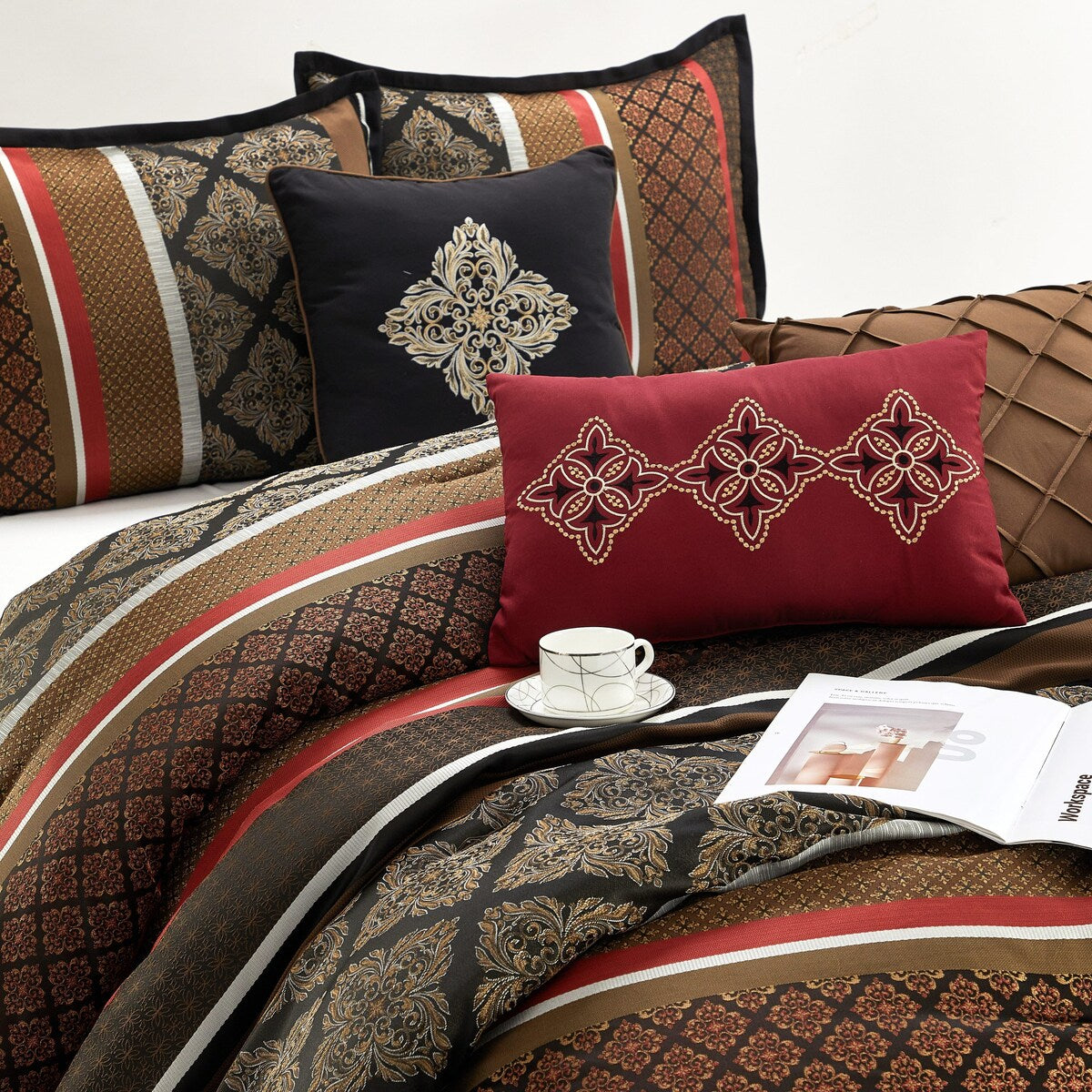 Set copripiumino jacquard geometrico Nanshing Jensen da 7 pezzi