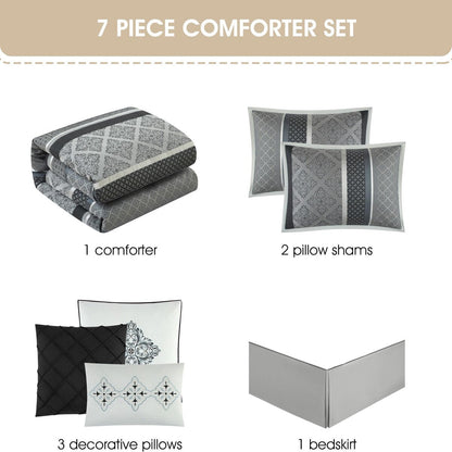 Set copripiumino jacquard geometrico Nanshing Jensen da 7 pezzi