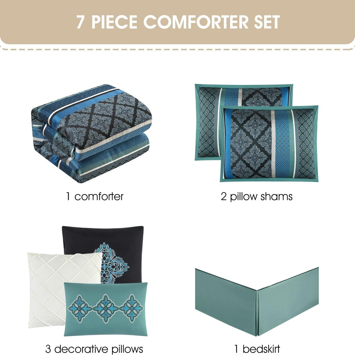 Set copripiumino jacquard geometrico Nanshing Jensen da 7 pezzi