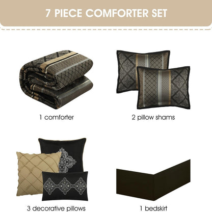 Set copripiumino jacquard geometrico Nanshing Jensen da 7 pezzi
