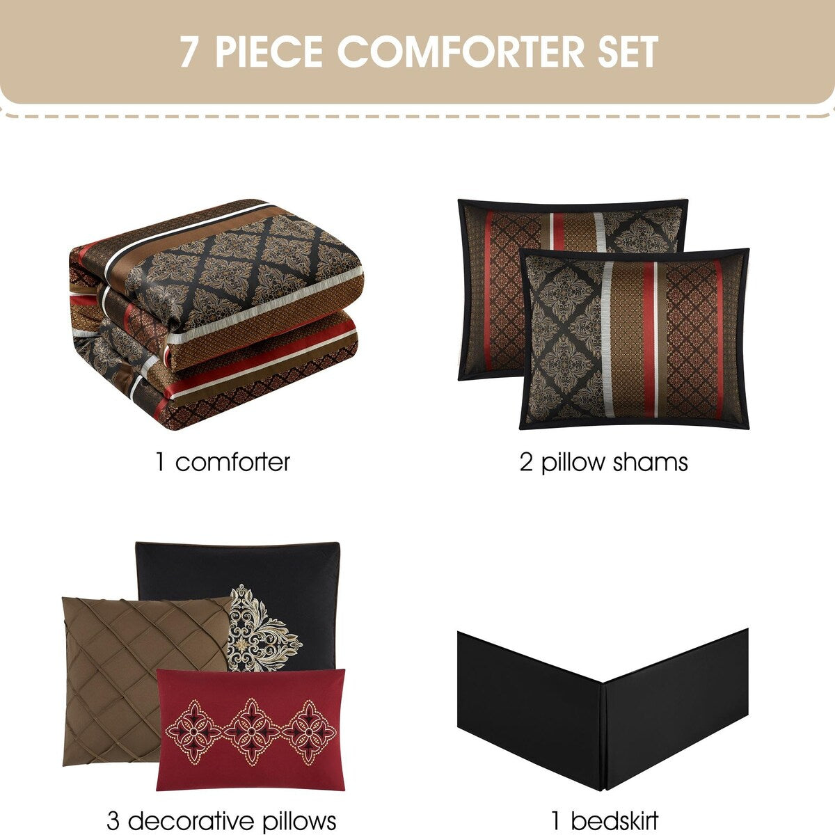 Set copripiumino jacquard geometrico Nanshing Jensen da 7 pezzi