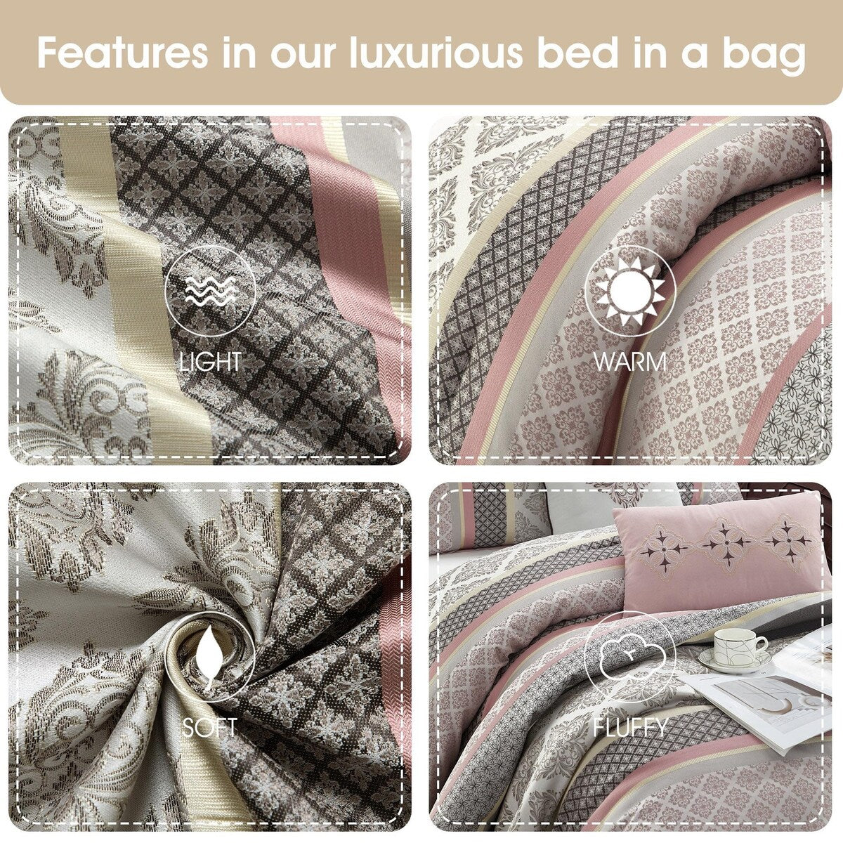 Set copripiumino jacquard geometrico Nanshing Jensen da 7 pezzi