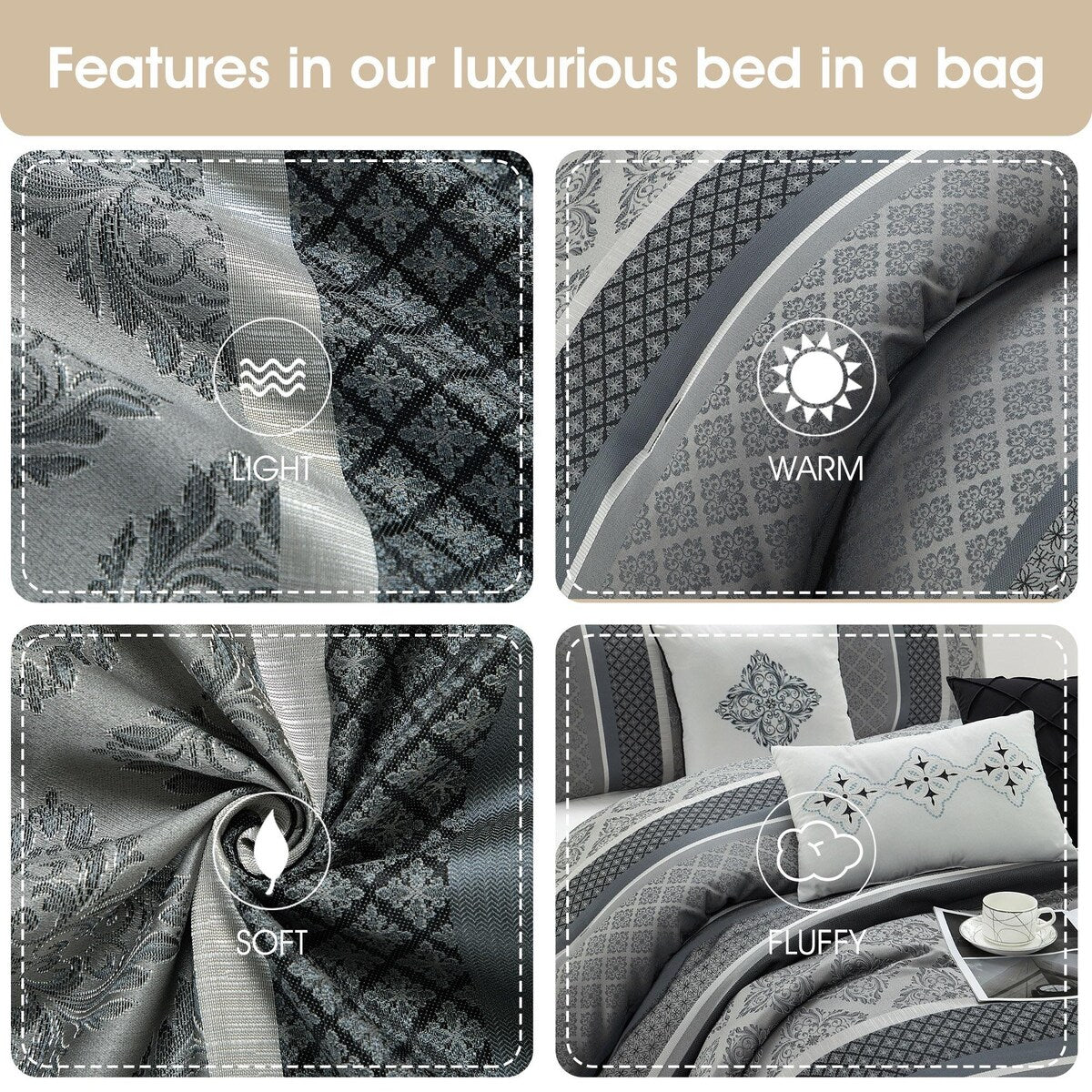 Set copripiumino jacquard geometrico Nanshing Jensen da 7 pezzi