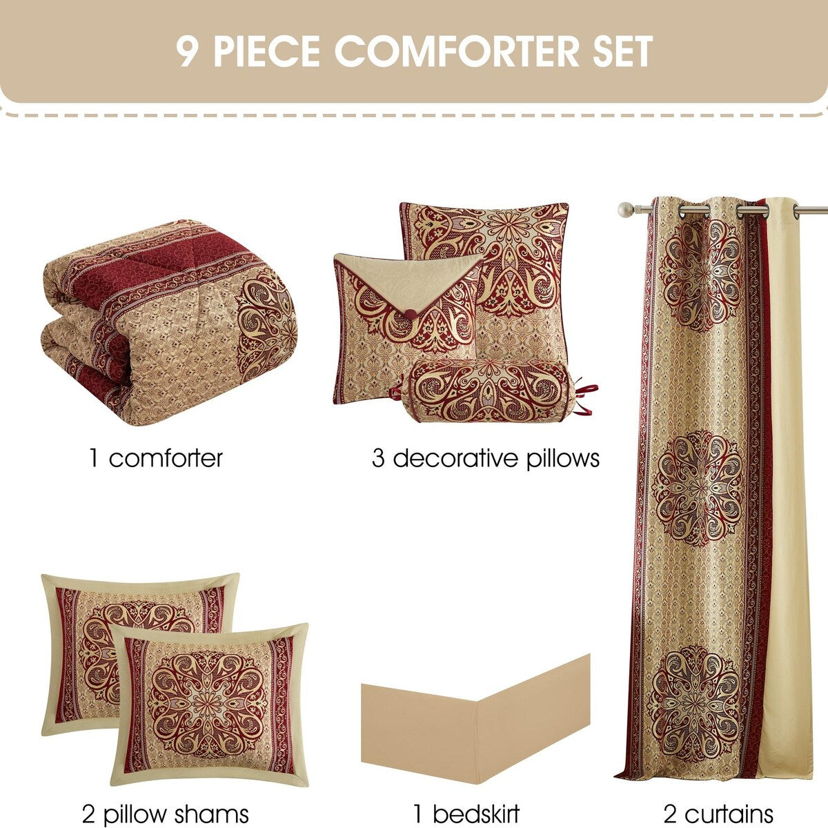 Set copripiumino elegante con medaglione Nanshing Prince da 7 pezzi