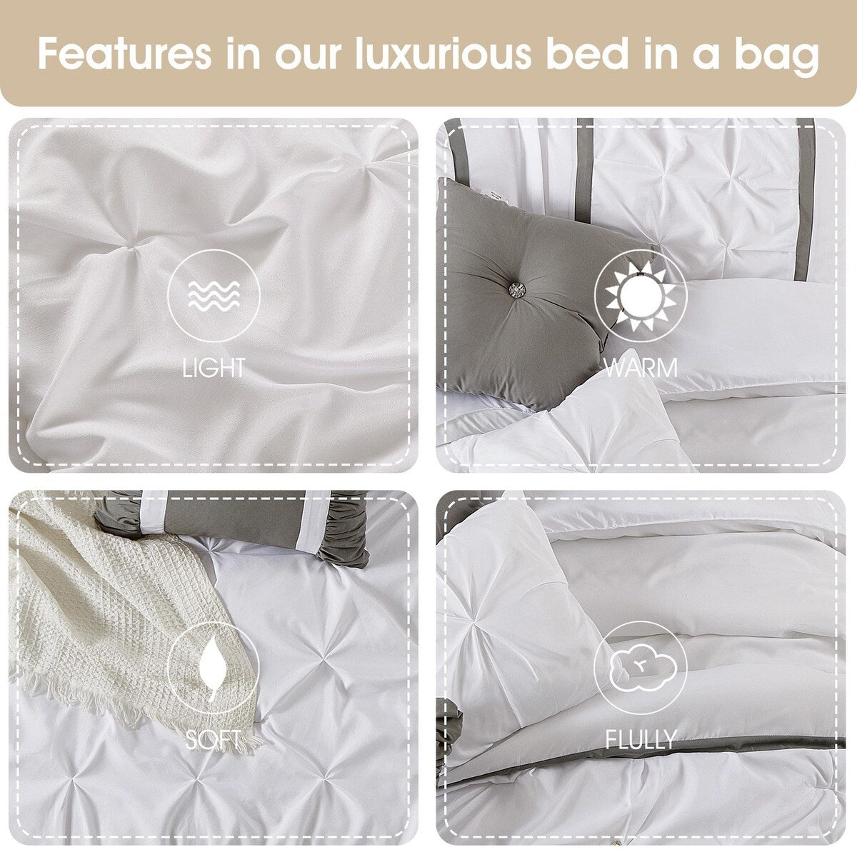 Nanshing Regala Set di piumoni minimalisti a pieghe pizzicate da 7 pezzi