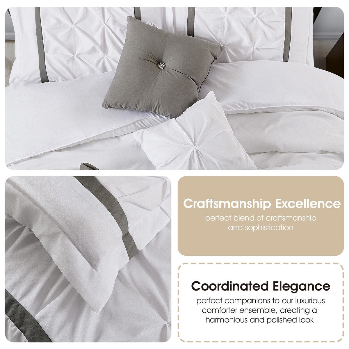 Nanshing Regala Set di piumoni minimalisti a pieghe pizzicate da 7 pezzi