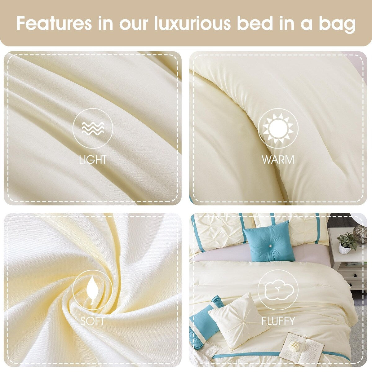 Nanshing Regala Set di piumoni minimalisti a pieghe pizzicate da 7 pezzi