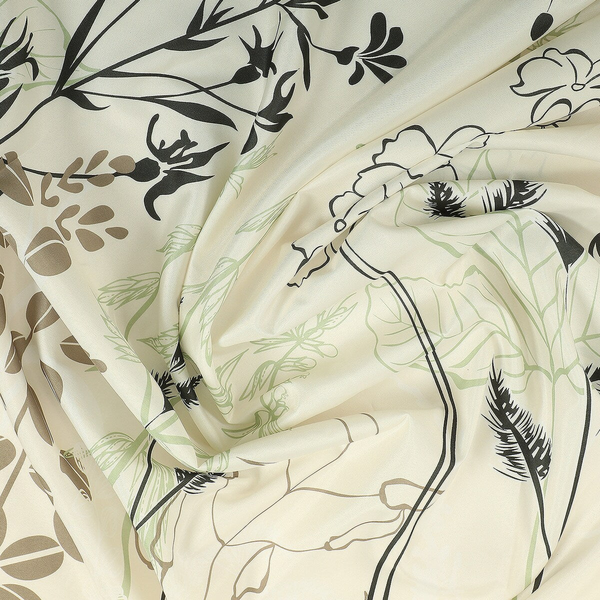 Tenda da doccia singola con stampa botanica in microfibra Nanshing Senna