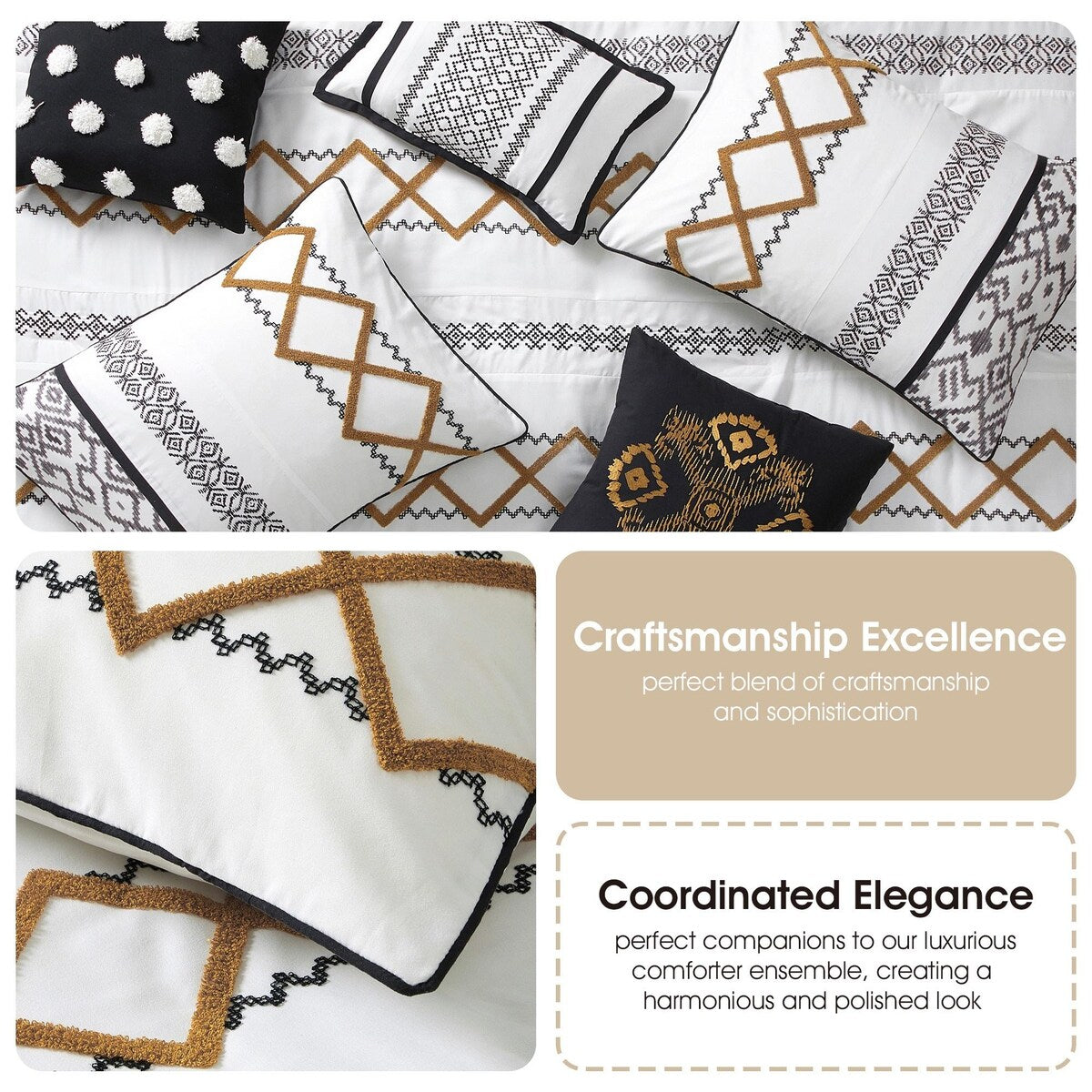 Nanshing Trina Set di piumoni ricamati in stile boho da 15 pezzi