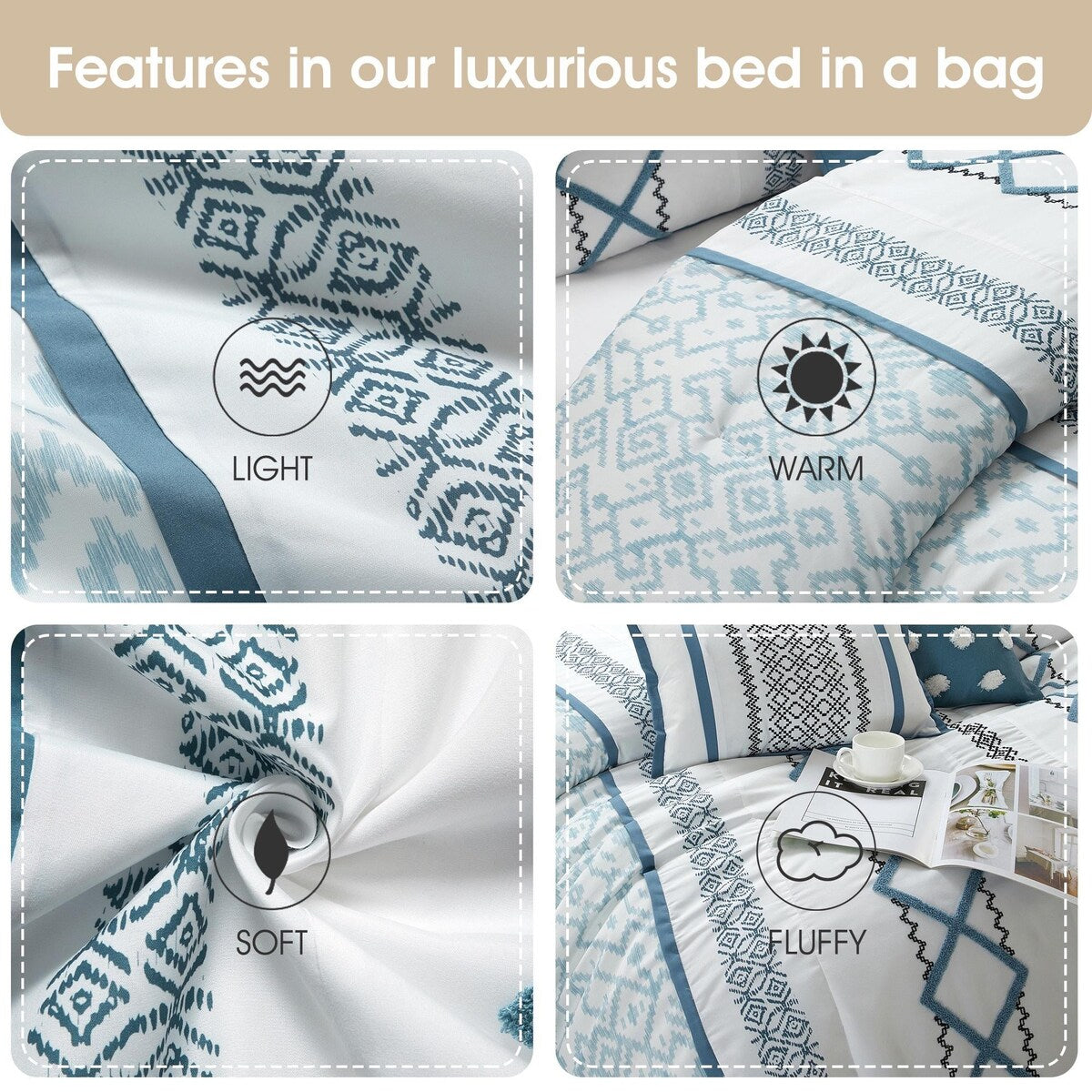 Nanshing Trina Set di piumoni ricamati in stile boho da 15 pezzi