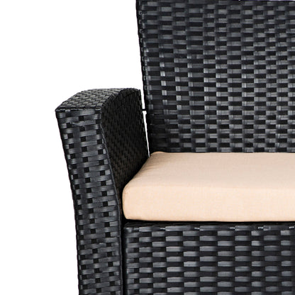 Set da conversazione per patio esterno Grandview in vimini nero da 4 pezzi