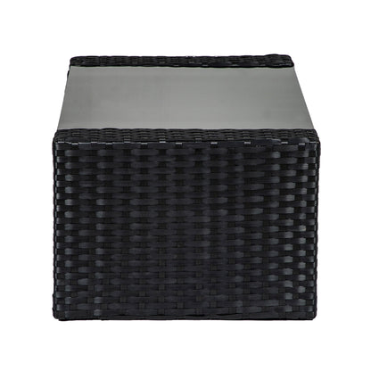 Set da conversazione per patio esterno Grandview in vimini nero da 4 pezzi