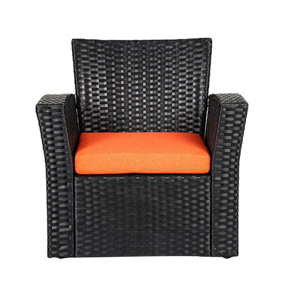 Set da conversazione per patio esterno Grandview in vimini nero da 4 pezzi