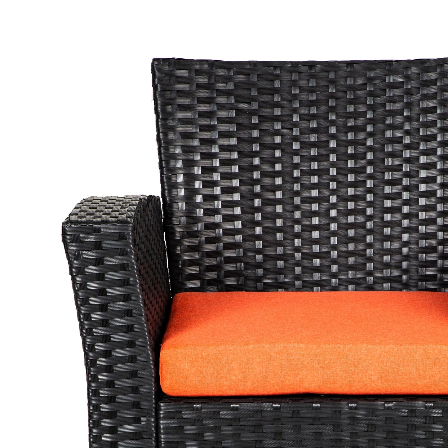 Set da conversazione per patio esterno Grandview in vimini nero da 4 pezzi