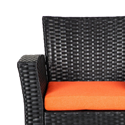 Set da conversazione per patio esterno Grandview in vimini nero da 4 pezzi