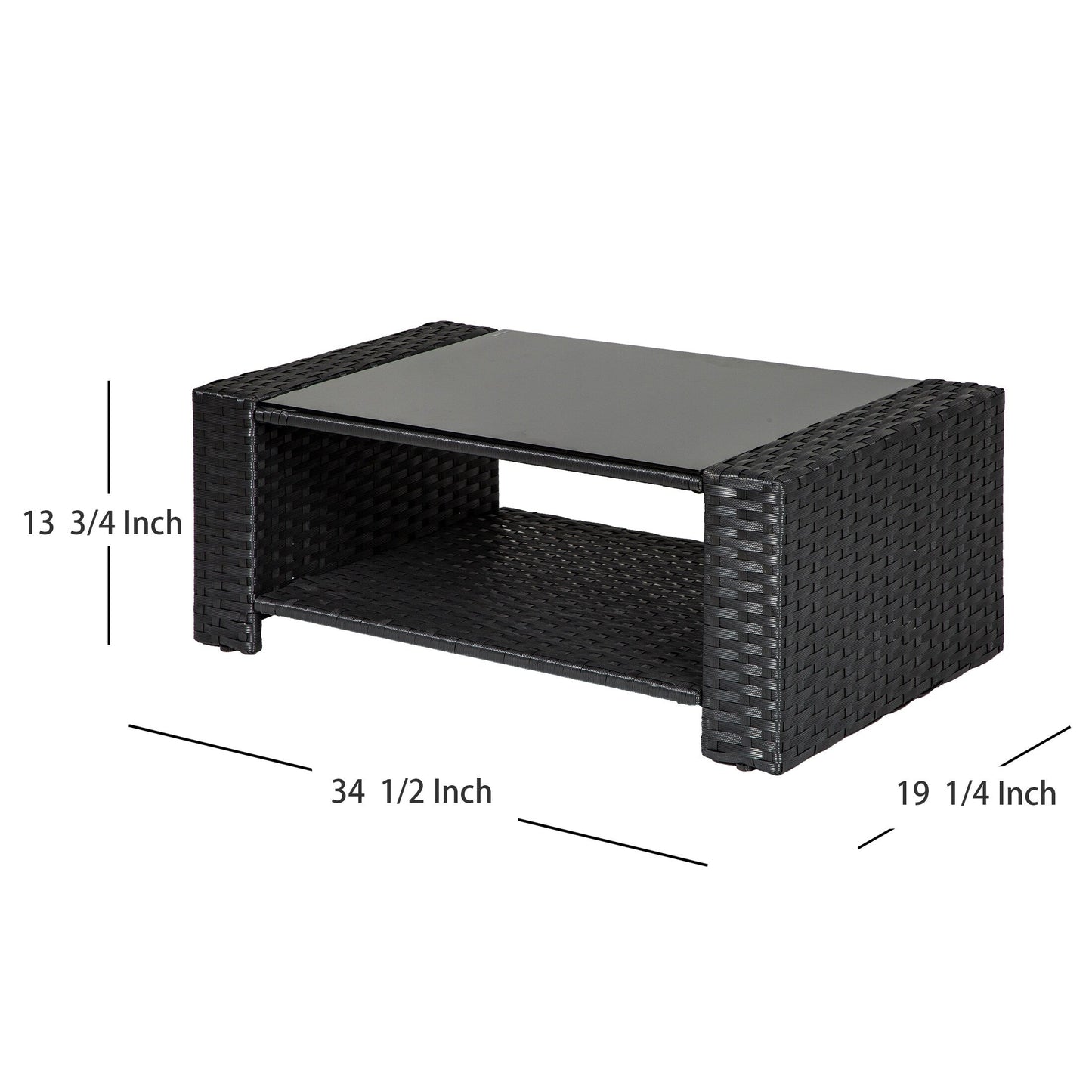 Set da conversazione per patio esterno Grandview in vimini nero da 4 pezzi