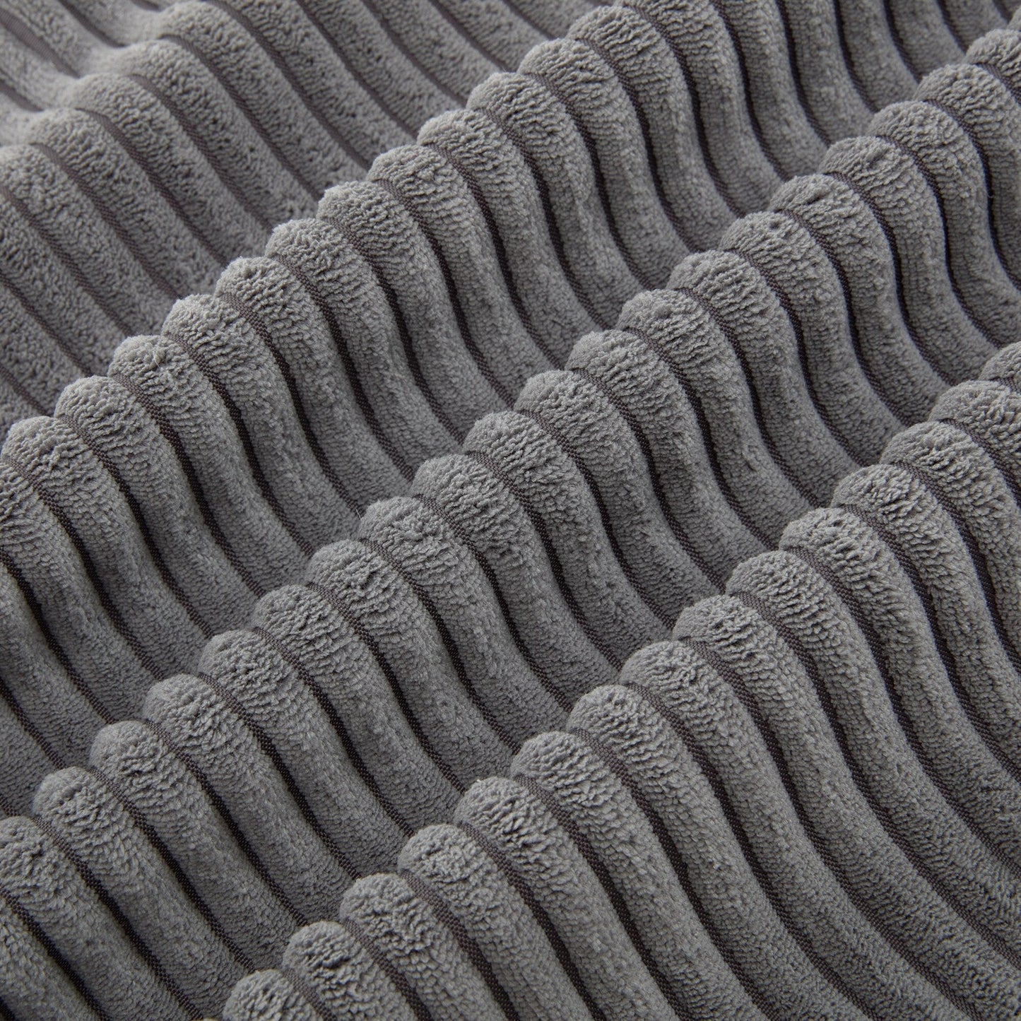 Divano a 3 posti imbottito in velluto a coste grigio 105 con cuscini posteriori rimovibili e 5 cuscini per soggiorno