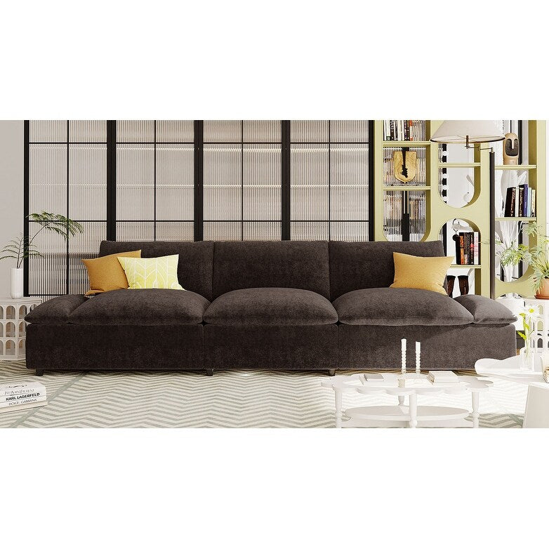 Divano a 3 posti in poliestere grigio 119,5 con 2 contenitori e gambe in legno di gomma per soggiorno