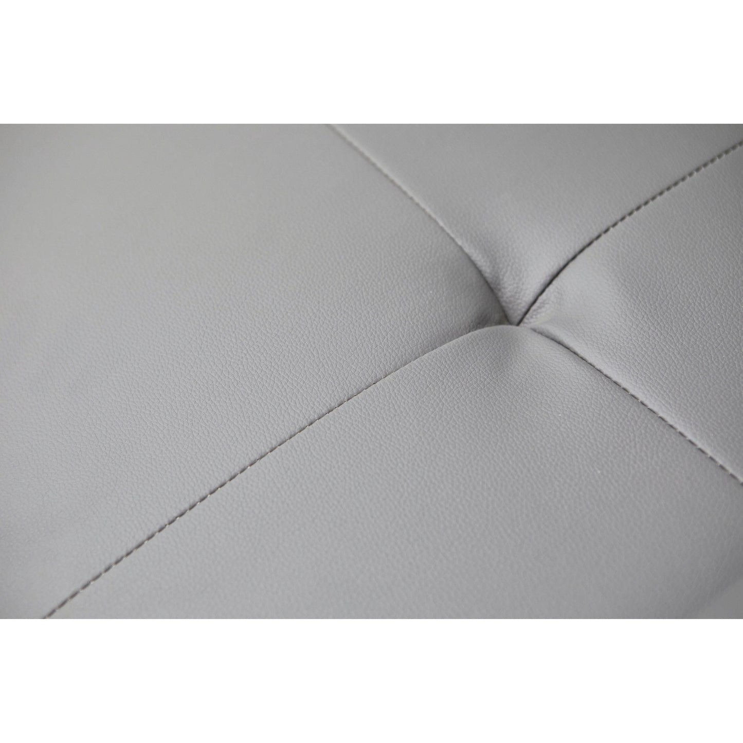 Divano letto pieghevole in similpelle grigio 67 con gambe in metallo argentato e portabicchieri per soggiorno