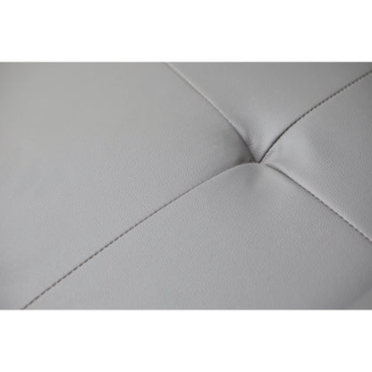 Divano letto pieghevole in similpelle grigio 67 con gambe in metallo argentato e portabicchieri per soggiorno