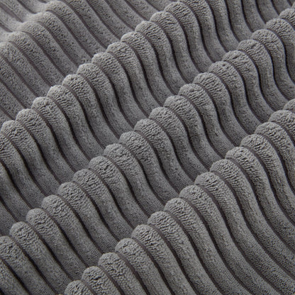 Divano a 3 posti imbottito in velluto a coste grigio con cuscini rimovibili