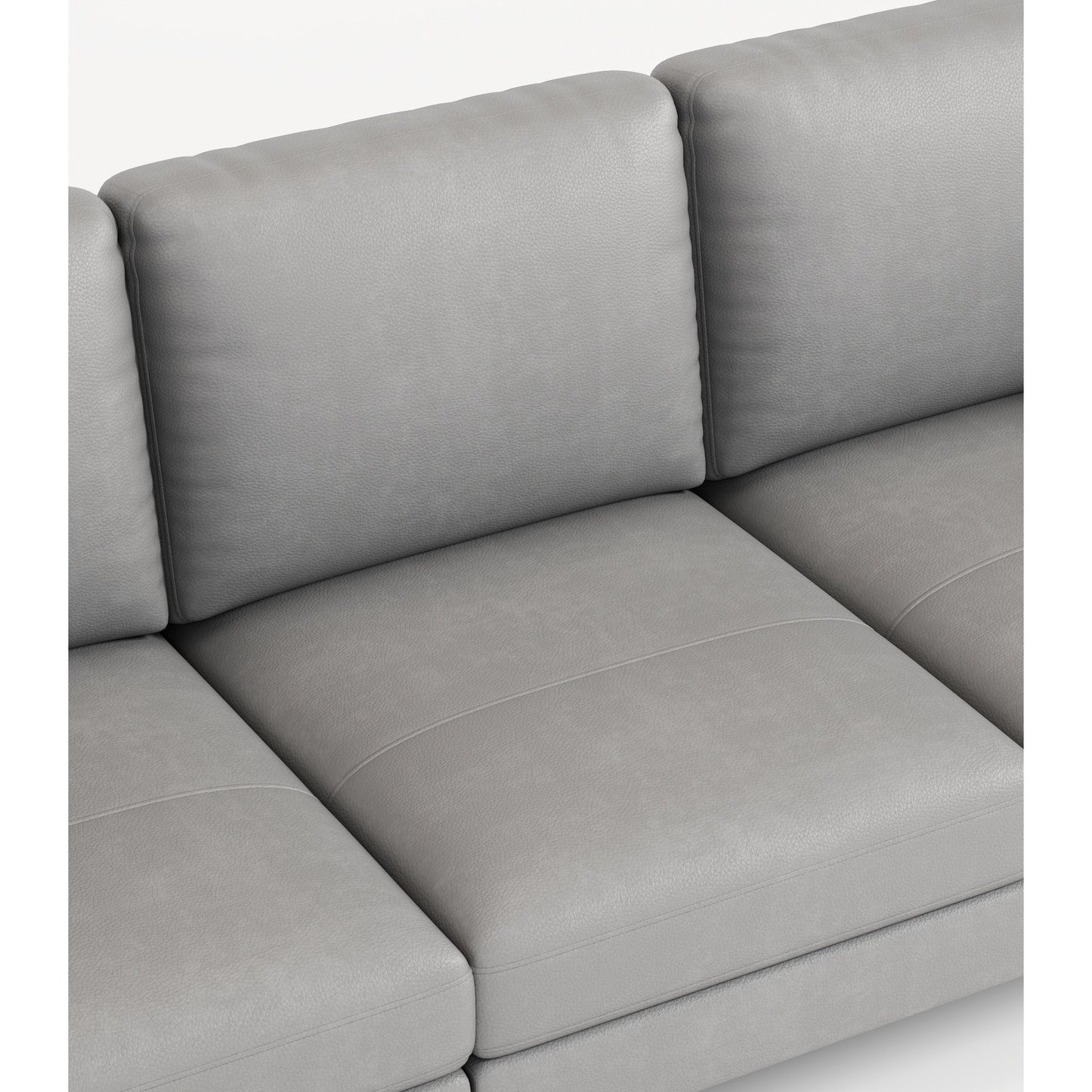 Divano a 3 posti in vera pelle grigia di lusso 77 con caricabatterie USB per soggiorno