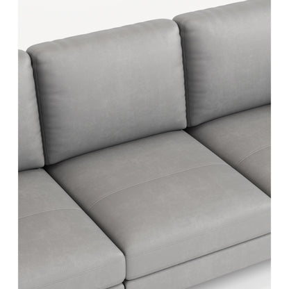 Divano a 3 posti in vera pelle grigia di lusso 77 con caricabatterie USB per soggiorno