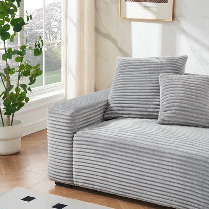 Divano moderno grigio 104.72 in velluto a coste a 4 posti con 4 cuscini per soggiorno