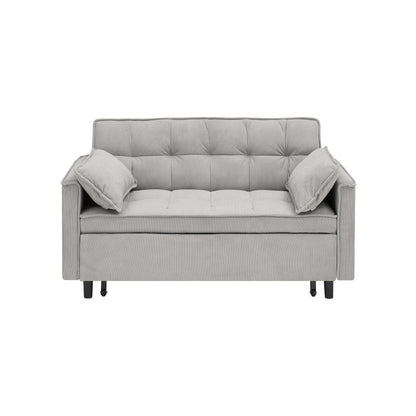 Divano letto estraibile in velluto a coste grigio moderno da 54,3 pollici con schienale regolabile e cuscini per soggiorno