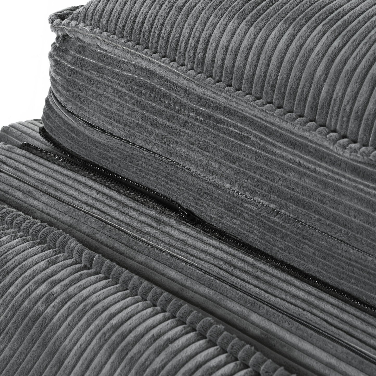 Divano a due posti imbottito in velluto a coste grigio moderno da 85,4 pollici con 2 cuscini decorativi per soggiorno