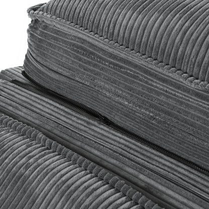 Divano a due posti imbottito in velluto a coste grigio moderno da 85,4 pollici con 2 cuscini decorativi per soggiorno